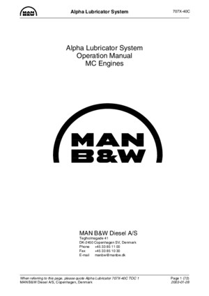 Alpha Lubricator System Operation Manual MC Engines
