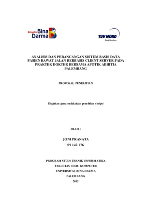 Analisis Dan Perancangan Sistem Basis Data Pasien Rawat Jalan Berbasis Client Server Pada Praktek Dokter Bersama Apotik Adhitia Palembang