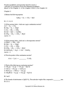 Answers Chemistry, 12e (Brown, LeMay, Bursten, Murphy) chapter 3, 4, & 10