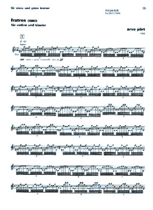 Arvo Part Fratres for Violin and Piano Full Score