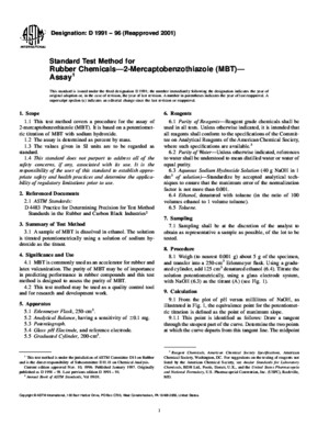 ASTM D 1991-96 STANDARD TEST METHOD FOR RUBBER CHEMICALS - 2 MERCAPTOBENZOTHIAZOLE (MBT)pdf