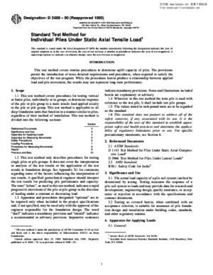 ASTM D 3689-90(R1995) Standard Test Method for Individual Piles Under Static Axial Tensile Load