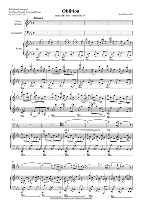 Astor Piazzolla - Oblivion (Trio - Flute, Cello, Piano)