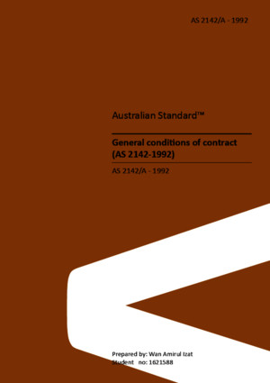 Australian Standard Contract General conditions of contract (AS 2142-1992)