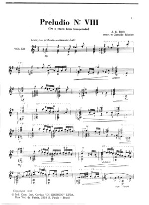 Bach - Preludio n VIII - Cravo Bem Temperado - Arr Geraldo Ribeiro