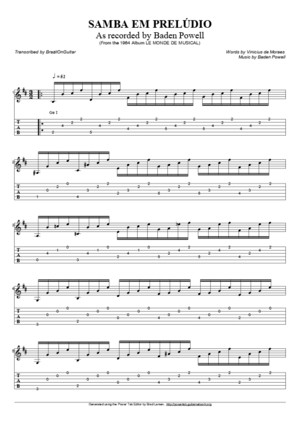 Baden Powell - Samba Em Prelúdio (Partitura - Violao Com Tablatura)