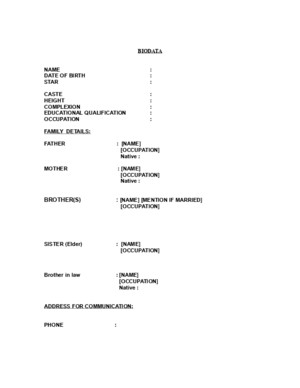 Biodata Format for Marriage 1
