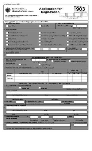 Bir Form 1903 - Registration Corp (Blank)
