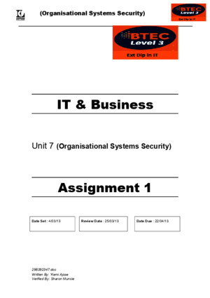 BTEC Level 3 Organisational Systems Security Assignment 1 (1)