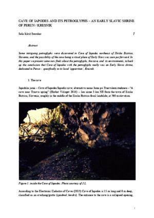 Cave of Iapodes-An Early Slavic Shrine of Perun-Kresnik