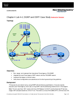 Ccnpv6 Route Lab4-4 Eigrp Ospf Case Study Instructor