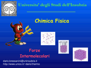 Chimica Fisica dariobressaniniuninsubriait http://wwwunicoit/~dario/thermo Forze Intermolecolari Universita degli Studi dellInsubria