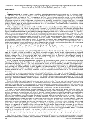 Comentariu Art 2 Noul Cod de Procedura Penala Volonciu Nicolae Colectiv Noul Cod de Procedura Penala Comentat Din 30 Sep 2014 Hamangiu