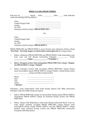 Form Serah Terima Kasir - Download Documents