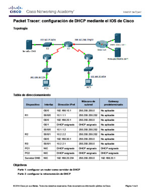 10133 Packet Tracer - Configuring DHCPv4 Using Cisco IOS Instructions