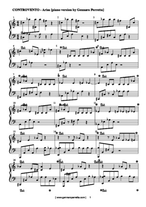CONTROVENTO - Arisa (SCORE Piano Version by Gennaro Perretta)