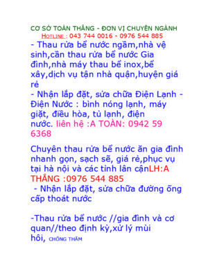 Dịch Vụ,Thau Rửa Bể Nước Sạch|+ 0943478866+|Bồn INOX Tại Nguyễn Tuân HN,Gía Rẻ-Sạch Sẽ