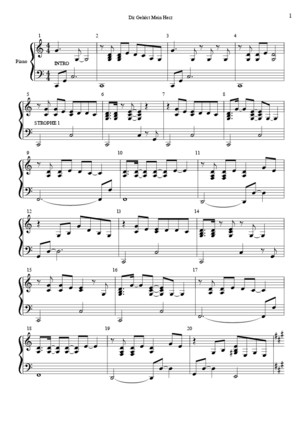 Dir Gehört Mein Herz ( Piano Noten in C)