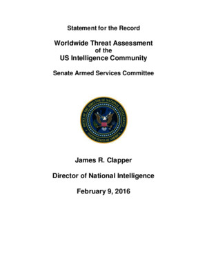 DNI James Clapper Opening Statement on the Worldwide Threat Assessment Before the SASC