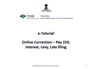 E-Tutorial - Online Correction- Pay 220I ,LP,LD,Interest, Late Filing, Levy