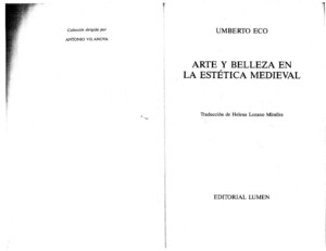Eco La Sensibilidad Estetica Medieval en Arte y Belleza en La Estetica Medieval