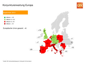 -17 Konjunkturerwartung Europa September 2013 Indikator > +20 Indikator 0 a +20 Indikator 0 a -20 Indikator < -20 Europäische Union gesamt: +6 Indikator