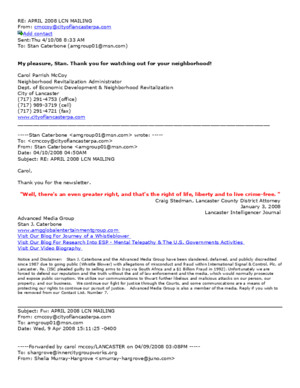 Email From Carol McCoy Lancaster City Neighborhood Revitalization Administrator Apr 10, 2008