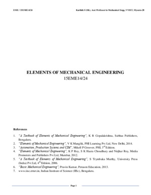 EME (Elements of Mechanical Engineering) Notes 2015-16 Even