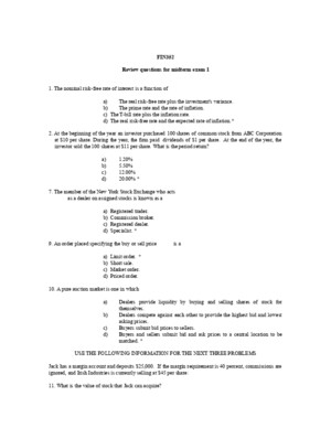 FIN352_Review Questions for Midterm Exam 1