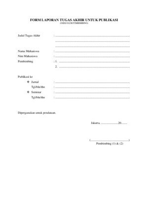 Form Laporan Tugas Akhir Untuk Publikasi