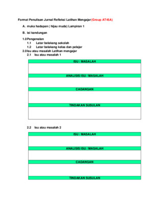 format penulisan jurnal refleksi latihan mengajar (group