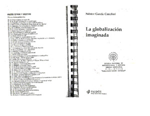 García Canclini, Néstor (1999) La globalización imaginada México Paidós [Introducción y Cap 1]