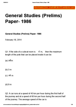 General Studies (Prelims) Paper- 1979