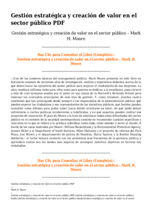 Gestion Estrategica y Creacion de Valor en El Sector Publico PDF