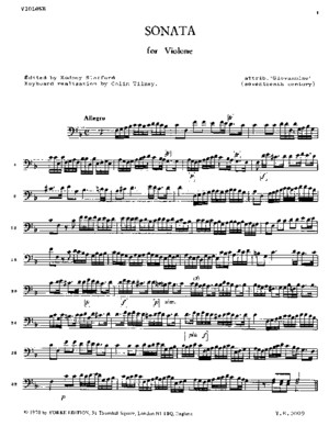 Giovannino - Sonata F-dur, (Ed Tilney), Violone