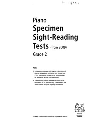 Grade 2 Piano Specimen Sight-Reading Tests 2009