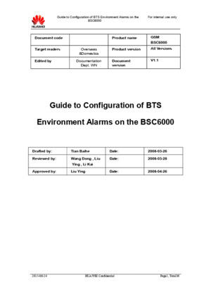 GSM BSC6000 Guide to Configuration of BTS Environment Alarms on the BSC6000-20080530-B-V11