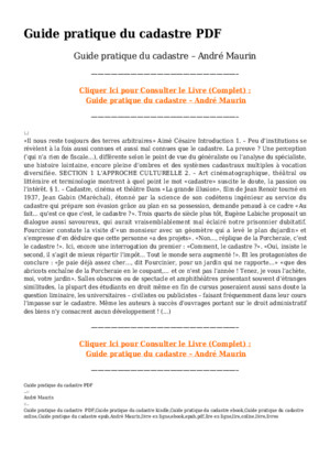 Guide Pratique Du Cadastre PDF