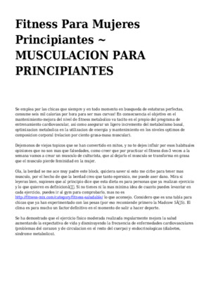 <h1>Fitness Para Mujeres Principiantes ~ MUSCULACION PARA PRINCIPIANTES</h1>