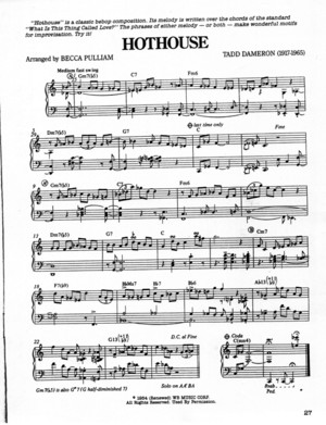 Hothouse, Arranged for piano