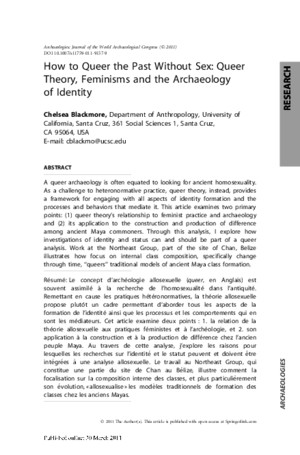 How to Queer the Past Without Sex: Queer Theory, Feminisms and the Archaeology of Identity