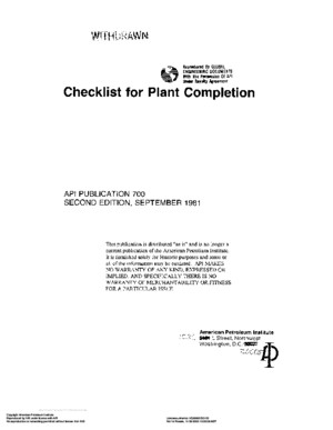 39790478 API 700 Plant Completion Checklist
