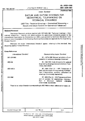 Is 10721 1983 ISO 5459 1981 Datum and Datum Systems for Geometrical Tolerancing on Technical Drawings