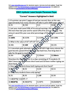 ISRO Sample Aptitude Placement Paper