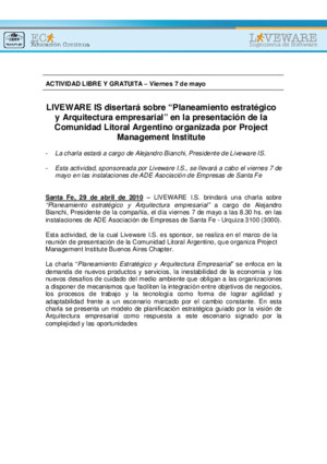 Jornada No Arancelada - Planeamiento Estratégico y Arquitectura Empresarial - Comunidad Litoral Argentino - PMI