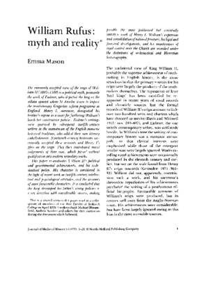 Journal of Medieval History Volume 3 Issue 1 1977 [Doi 101016%2F0304-4181%2877%2990037-9] Mason, Emma -- William Rufus- Myth and Reality