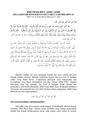 Khutbah Idul Adha 1434h