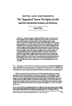 Kitch the Ingendred Stone the Ripley Scrolls Science of Alchemy