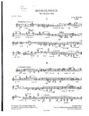 Krenek - Monologue for Solo Clarinet