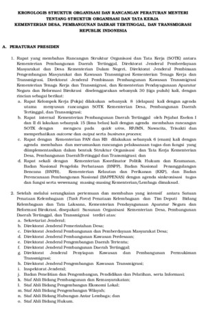 Kronologis Pembentukan Struktur Dan Rancangan Peraturan Menteri Tentang Sotk Kdpdtt